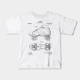 Roller Skates Patent - Derby Fan Skater Art - White Kids T-Shirt